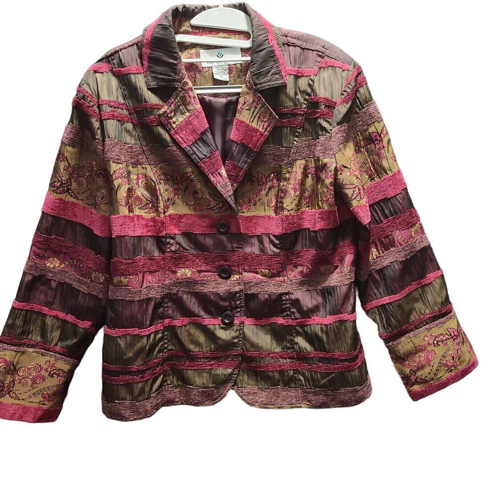 Erin London Womens Blazer Multi Color Size Medium Polyester/Rayon Blend Buttons